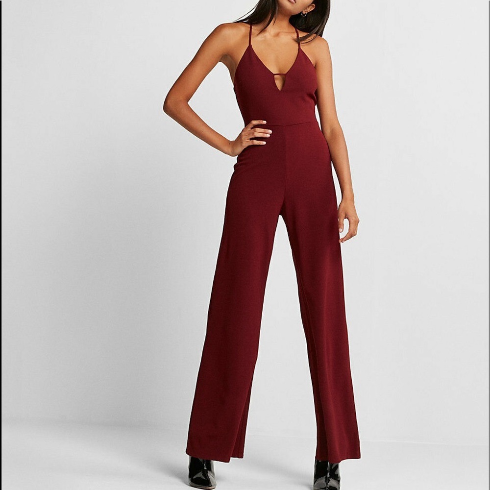 Express Who What Wear Maroon Jumpsuit